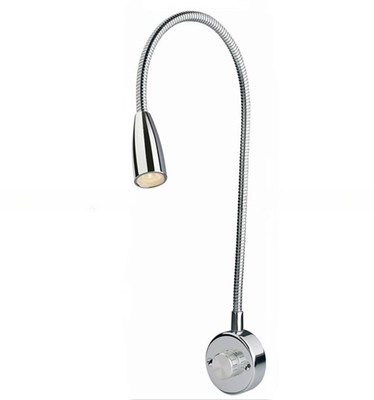 Durable Dimmable Flexible Gooseneck LED Bedside Reading Lamp for Hotel CHROME Finish